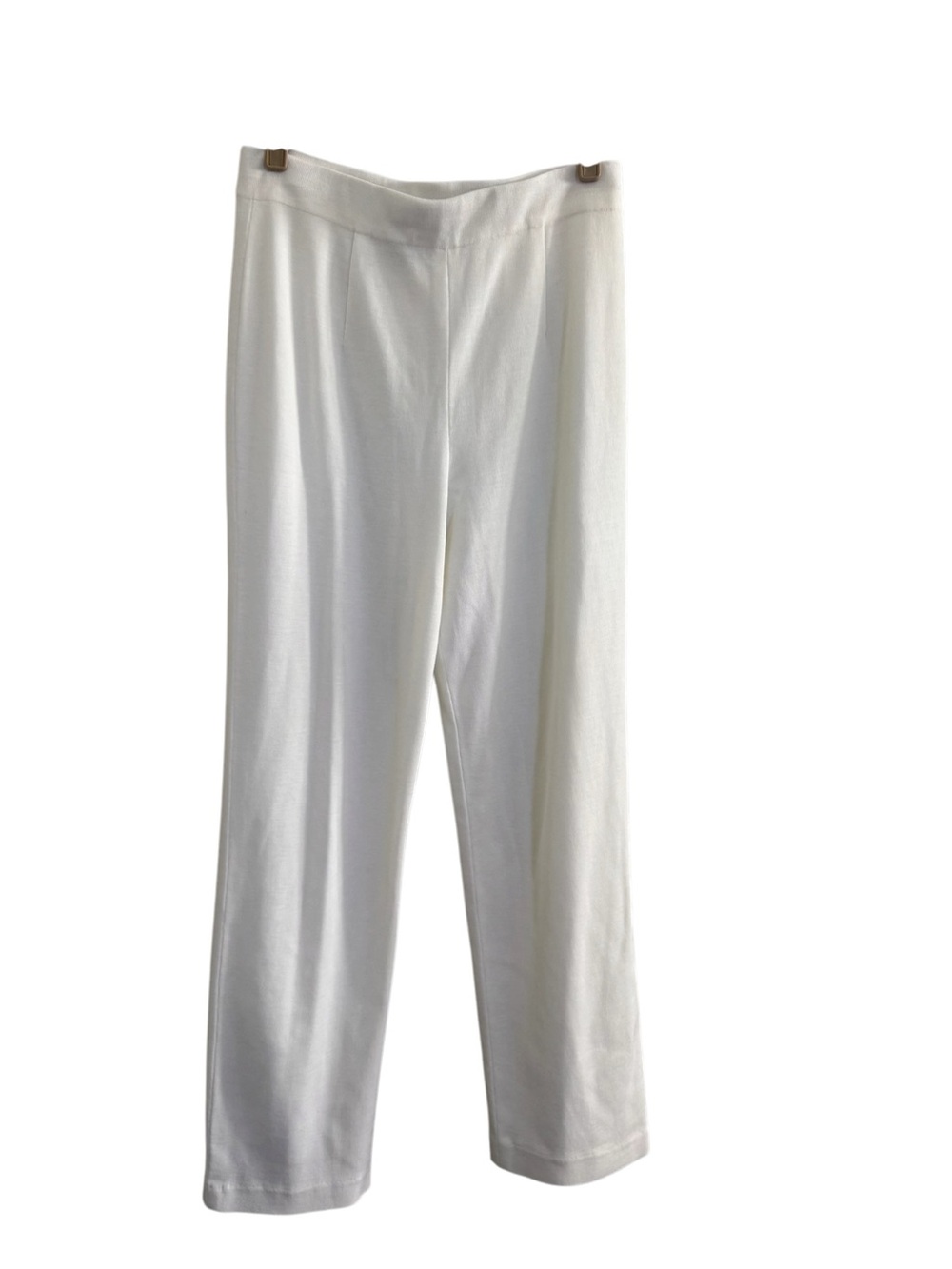 Misook Straight Leg Ankle Knit Pullon Pants white womens small #7447